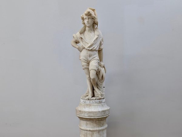 Cesare Lapini ‘Pescatore’ Carved Marble Statue